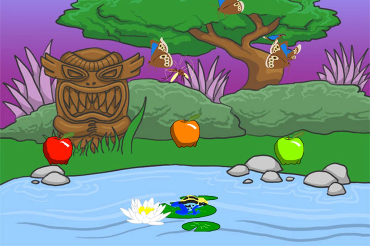 A screenshot from Frog Fractions. You're a frog, and you do fractions. Simple, right?